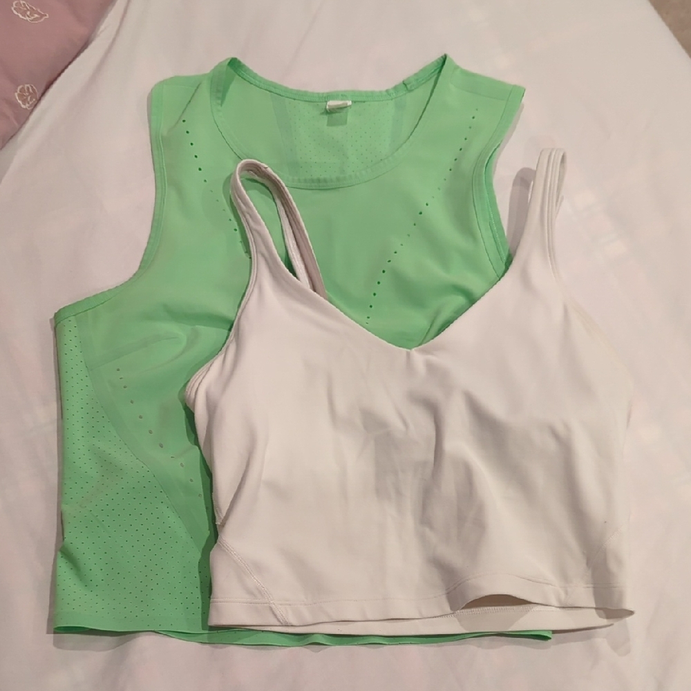 Lululemon Athletica Mint Green and White Tank Tops